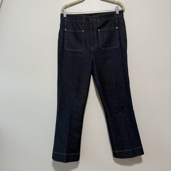 Khaite Raquel Patch Pocket Flare Jeans in Dark Navy Size 31 - Picture 5 of 11